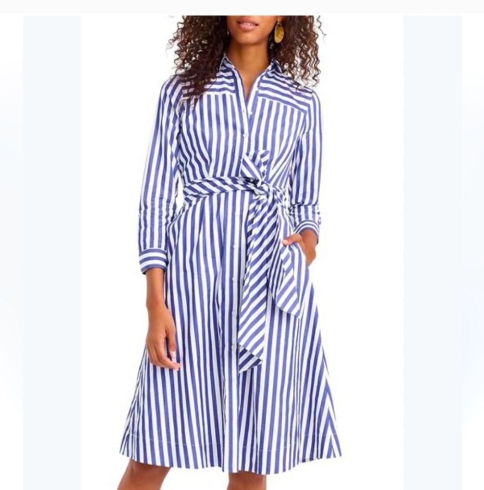 J crew button down striped dress size 4